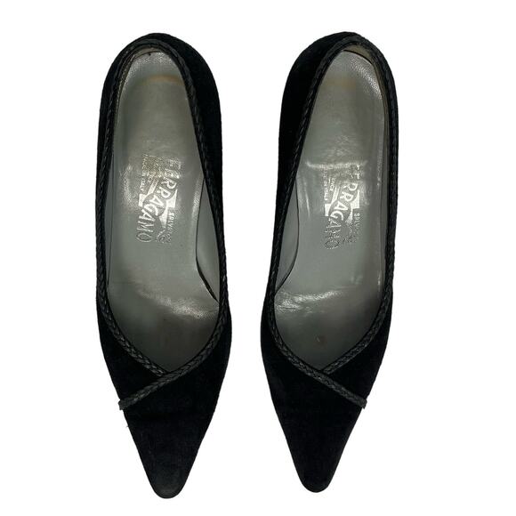 EUC - Salvatore Ferragamo Braided Suede Kitten Heels - Picture 4 of 8